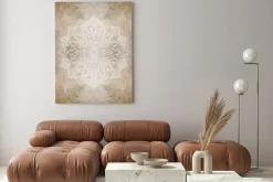 Obraz: Biała mandala na surowym tle elegancki wzór