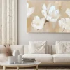 Obraz: Białe kwiaty jak malowane na beżowym tle