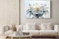 Obraz: Białe kwiaty orchidei z kroplami wody efekt 3d