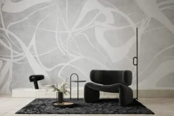 Obraz: Białe linie na szarym tle w stylu skandynawskim