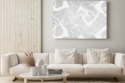 Obraz: Białe linie na szarym tle w stylu skandynawskim