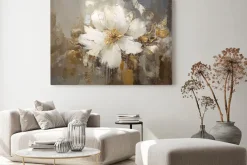 Obraz: Biały kwiat malunek w stylu olejnym