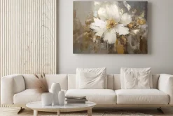 Obraz: Biały kwiat na abstrakcyjny tle malunek