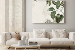 Obraz: Biały kwiat wśród zielonych liści