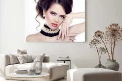 Obraz: Biżuteria i fryzurę. moda portret pięknej kobiety z