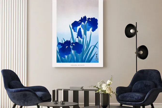 Obraz: Błękitne irysy (1-częściowy) pionowy