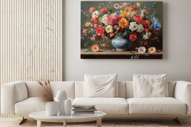 Obraz: Bukiet kolorowych kwiatów w wazonie piękna kompozycja