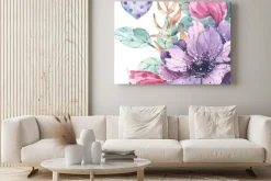 Obraz: Bukiet kwiatów akwarela clipart, w tym fioletowy anemon, różowe