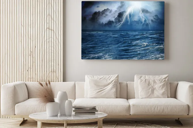 Obraz: Burza z piorunami nad oceanem