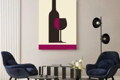 Obraz: Butelka wina i szkła. motyw wina