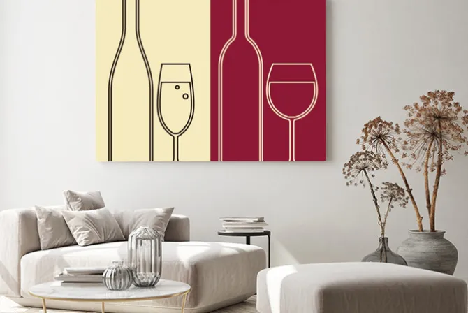 Obraz: Butelki i kieliszki wina i szampana