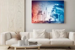 Obraz: Chemikalia w szkle na kolorowym tle