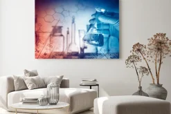 Obraz: Chemikalia w szkle na kolorowym tle