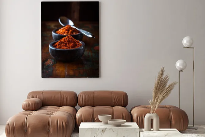 Obraz: Chili w proszku i płatki chili