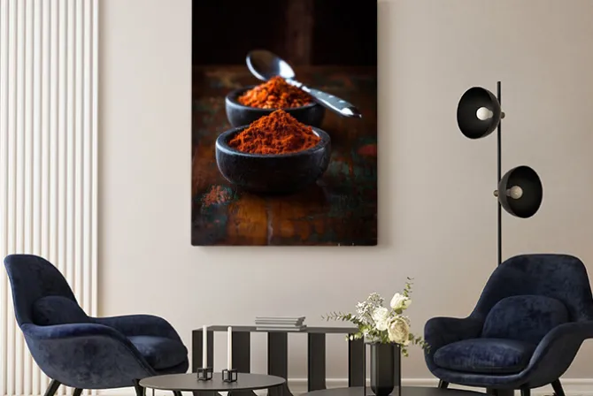 Obraz: Chili w proszku i płatki chili