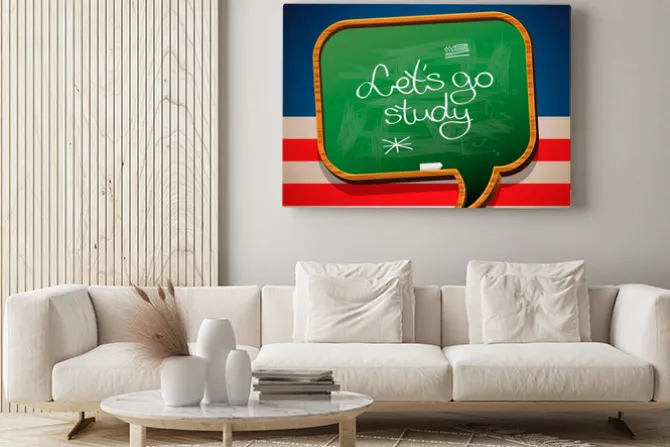 Obraz: Chodźmy na naukę - napisane na tablicy, vector eps10 obrazu.