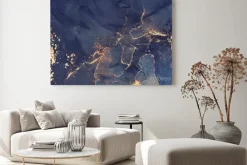 Obraz: Ciemnoniebieski marmur z elementami złota