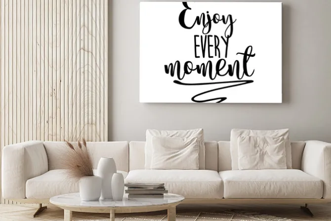 Obraz: Ciesz się każdą chwilą cytaty inspiracje liternictwo. kaligrafia