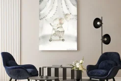 Obraz: Circus watercolor nursery baby elephant illustration