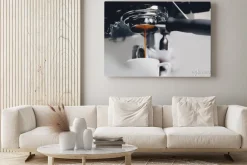 Obraz: Close up process of preparation coffee latte art drink on machine,