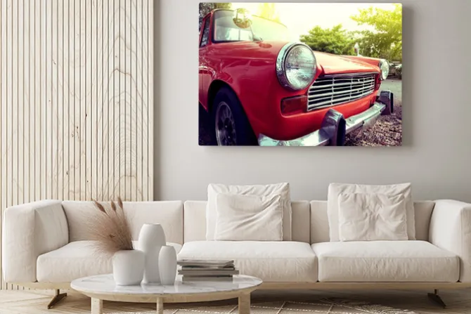 Obraz: Close-up kolorowych reflektorów klasyczny samochód