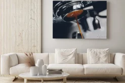 Obraz: Closeup process professional espresso pouring from coffee machine