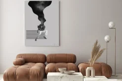 Obraz: Contemporary art collage. creative design. burning head. man,