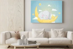 Obraz: Cute elephant sleeping on the moon
