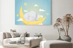 Obraz: Cute elephant sleeping on the moon