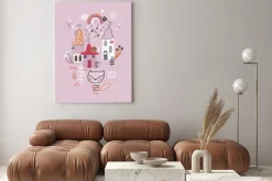 Obraz: Cute forest village. childish vector illustration with fox, mushrooms,