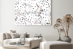 Obraz: Cute seamless pattern with watercolor rabbits. easter bunnies