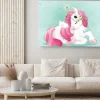 Obraz: Cute unicorn with little bunnies