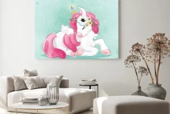 Obraz: Cute unicorn with little bunnies