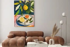 Obraz: Cytryna i martwa natura w stylu olejnym