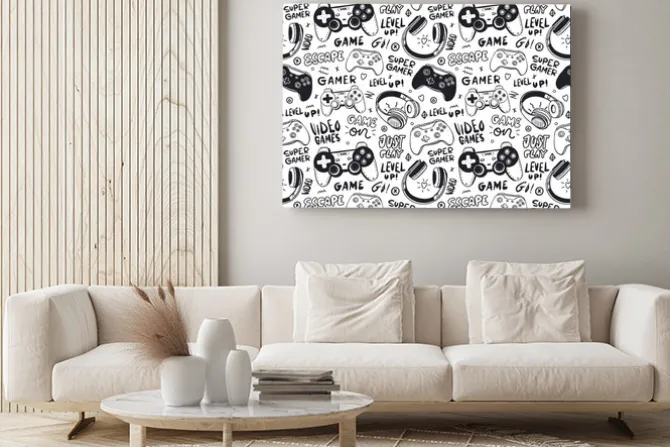 Obraz: Czarno biała kompozycja gry wideo joystick pad do gier