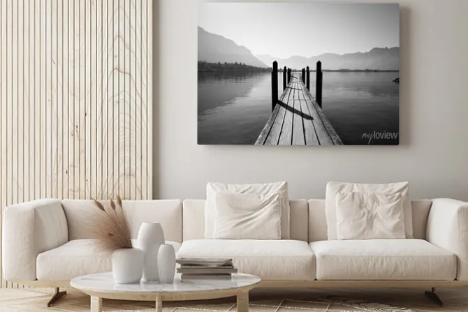 Obraz: Czarno-biały drewniany most