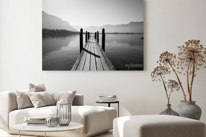 Obraz: Czarno-biały drewniany most