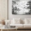 Obraz: Czarno-biały krajobraz w stylu chinoiserie