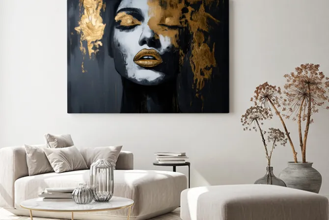 Obraz: Czarno-złoty portret kobiety