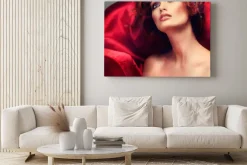 Obraz: Czerwone włosy. portret pięknej dziewczyny w czerwonej tkaniny
