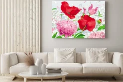 Obraz: Czerwony, różowy i biały wiosną i latem kwiaty tło wektor