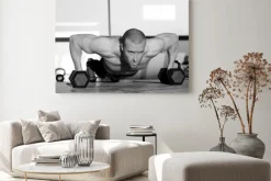 Obraz: Człowiek gym push-up pushup siły z hantle