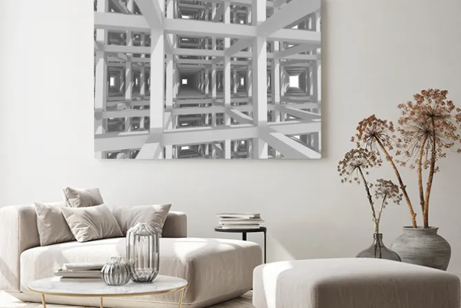 Obraz: 3d kolumny i belki, architektura tła.