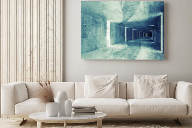 Obraz: 3d render, zielony niebieski stonowanych abstrakcyjne pusty konkretne