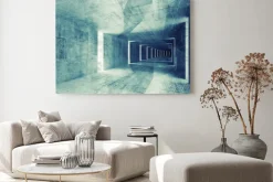 Obraz: 3d render, zielony niebieski stonowanych abstrakcyjne pusty konkretne