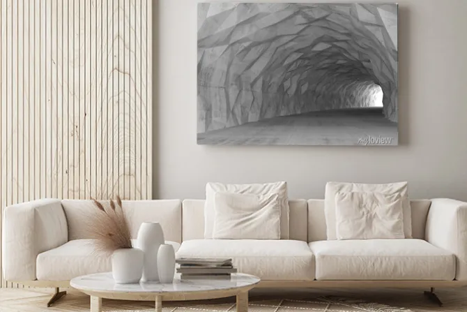 Obraz: 3d tunelu wnętrze z chaotycznym wielokąta ulgi