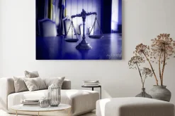 Obraz: Dekoracyjne scales of justice w sądzie