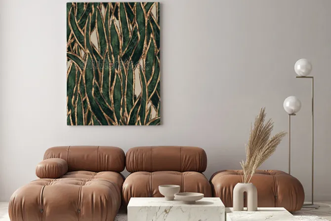 Obraz: Dekoracyjne wodorosty ze złotawymi elementami