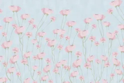 Obraz: Delikatne maki na niebieskim tle