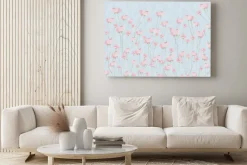 Obraz: Delikatne maki na niebieskim tle